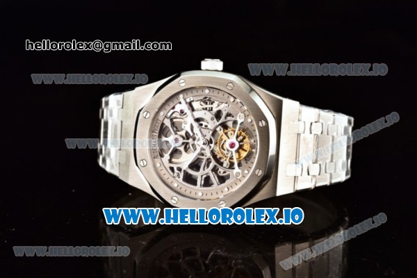 Audemars Piguet Royal Oak Skeleton Tourbillon Swiss Tourbillon Manual Winding Steel Case Skeleton Dial With Dots Markers Steel Bracelet - Click Image to Close